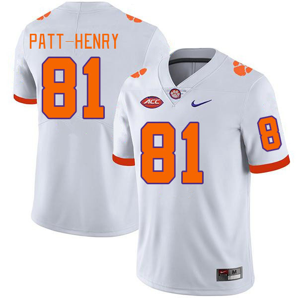 Men's Clemson Tigers Olsen Patt-Henry #81 College White NCAA Authentic Football Stitched Jersey 23DH30DY